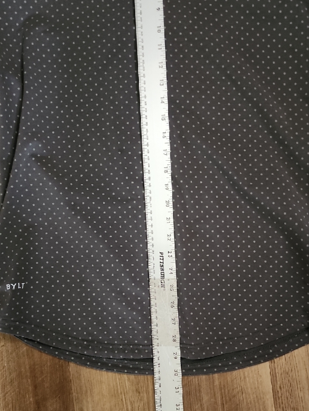 BYLT Basics Gray Polo with White Micro-Dot Pattern - Picture 6 of 8